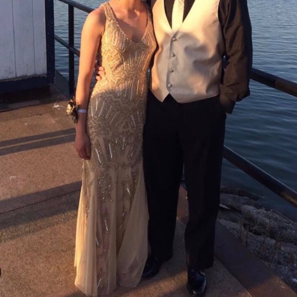 Gold beaded proms DRESS